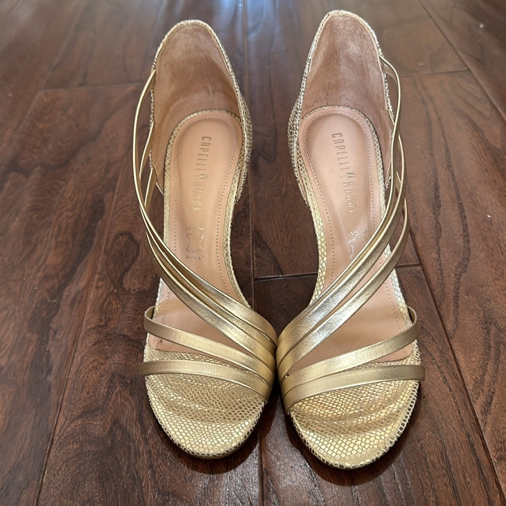 Made in Italy 🇮🇹 CAPPELLI ROSSI HEELS GENUINE LEATHER size 6 gold snakeskins - Picture 7 of 9
